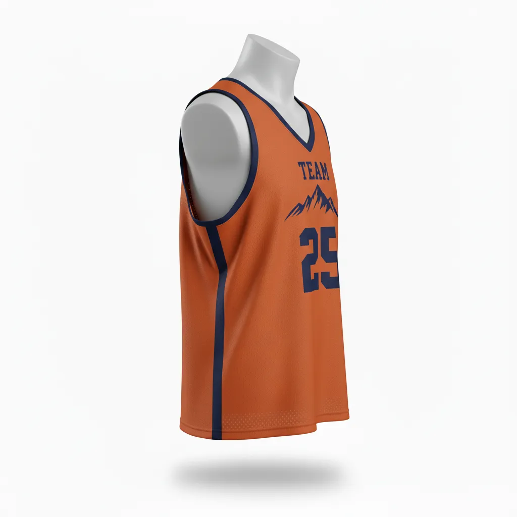 Custom Lacrosse Reversible Lacrosse Pinnie - Burnt, Orange, Navy - Upstate Mountain - Side View - Kinexa Sportswear