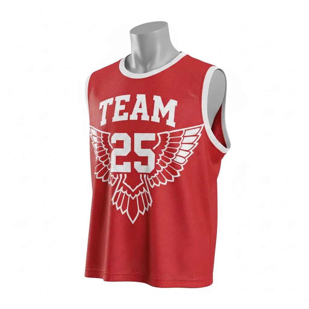 Custom Lacrosse Reversible Lacrosse Pinnie - Red, White - Cardinal Thunderbird Spirit - Front View - Kinexa Sportswear