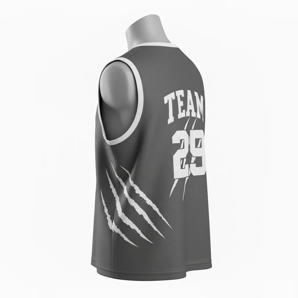 Custom Lacrosse Reversible Lacrosse Pinnie - Grey, Silver - Charcoal Wolf Pack Hunt - Back View - Kinexa Sportswear