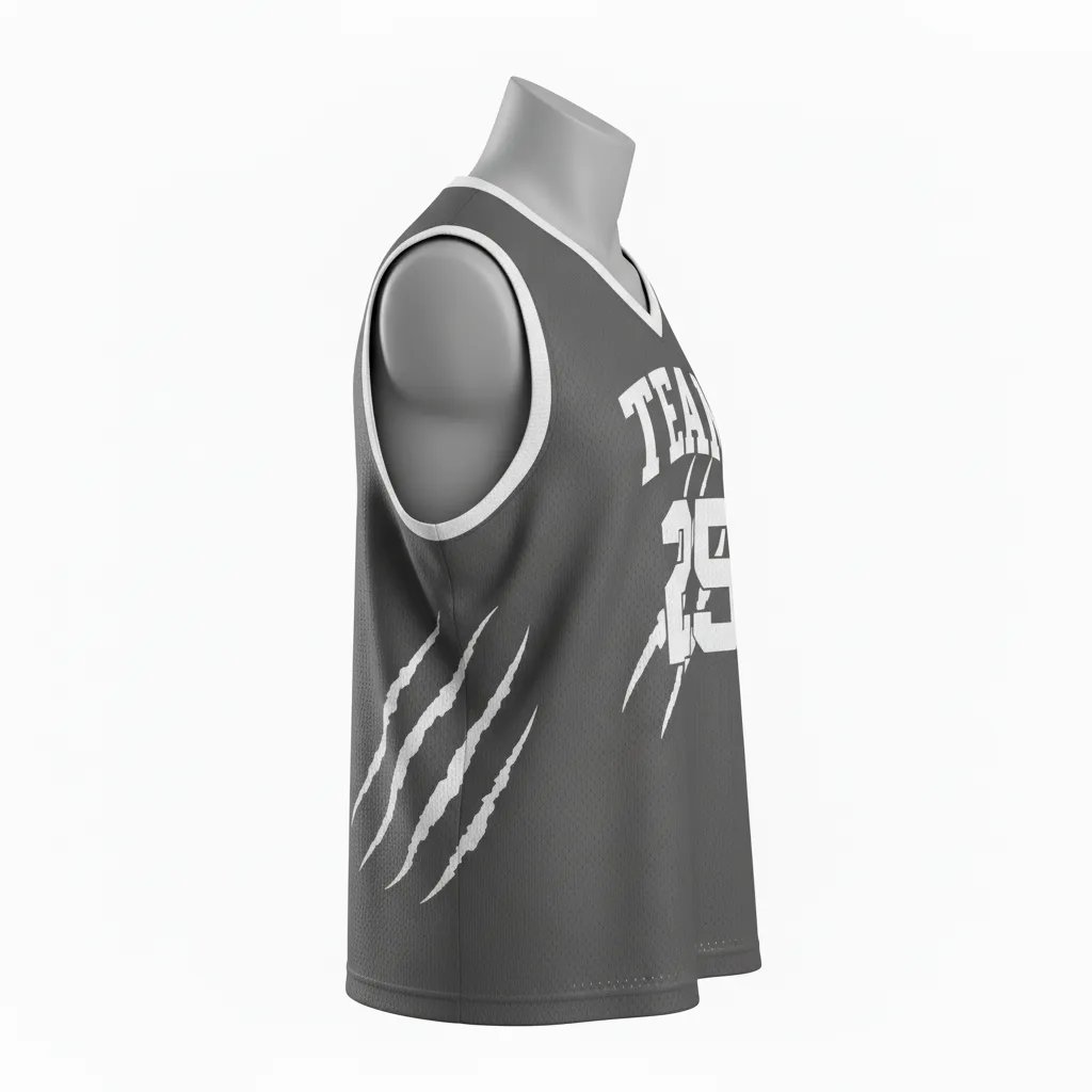 Custom Lacrosse Reversible Lacrosse Pinnie - Grey, Silver - Charcoal Wolf Pack Hunt - Side View - Kinexa Sportswear