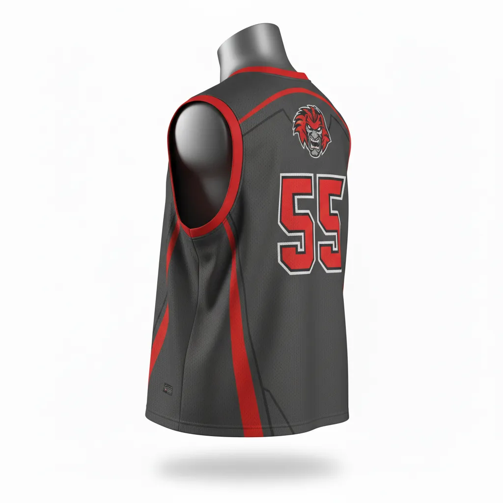 Custom Lacrosse Reversible Lacrosse Pinnie - Red - Charcoal Warrior Spirit - Back View - Kinexa Sportswear