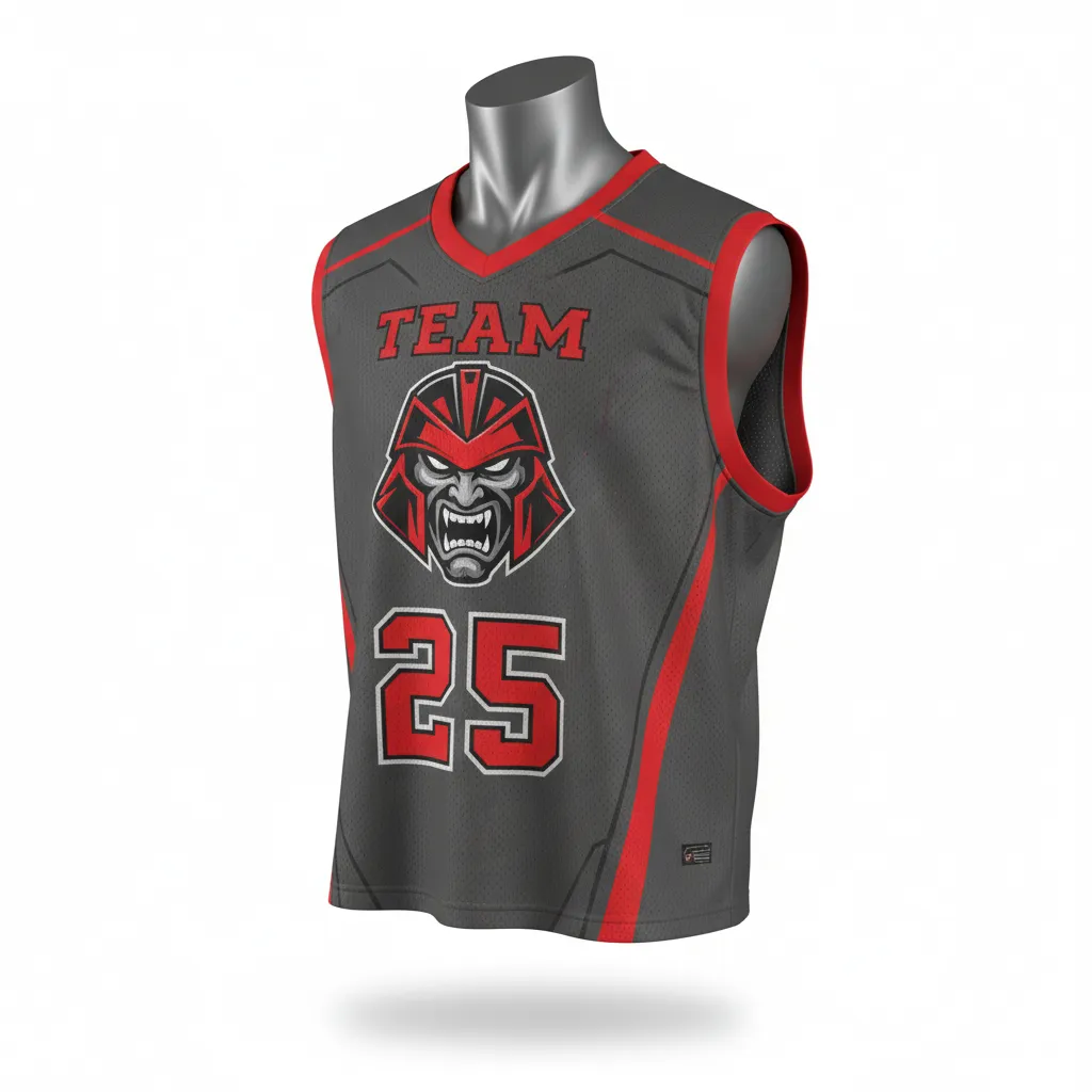 Custom Lacrosse Reversible Lacrosse Pinnie - Red - Charcoal Warrior Spirit - Front View - Kinexa Sportswear