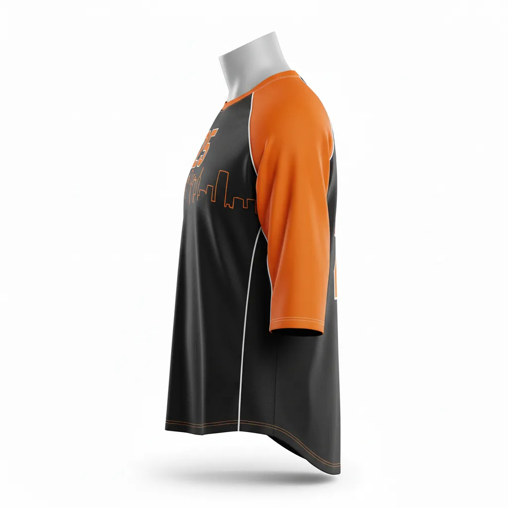 Custom Lacrosse Shooting Shirt - Black, Orange, White - Long Island Strong - Side View - Kinexa Sportswear
