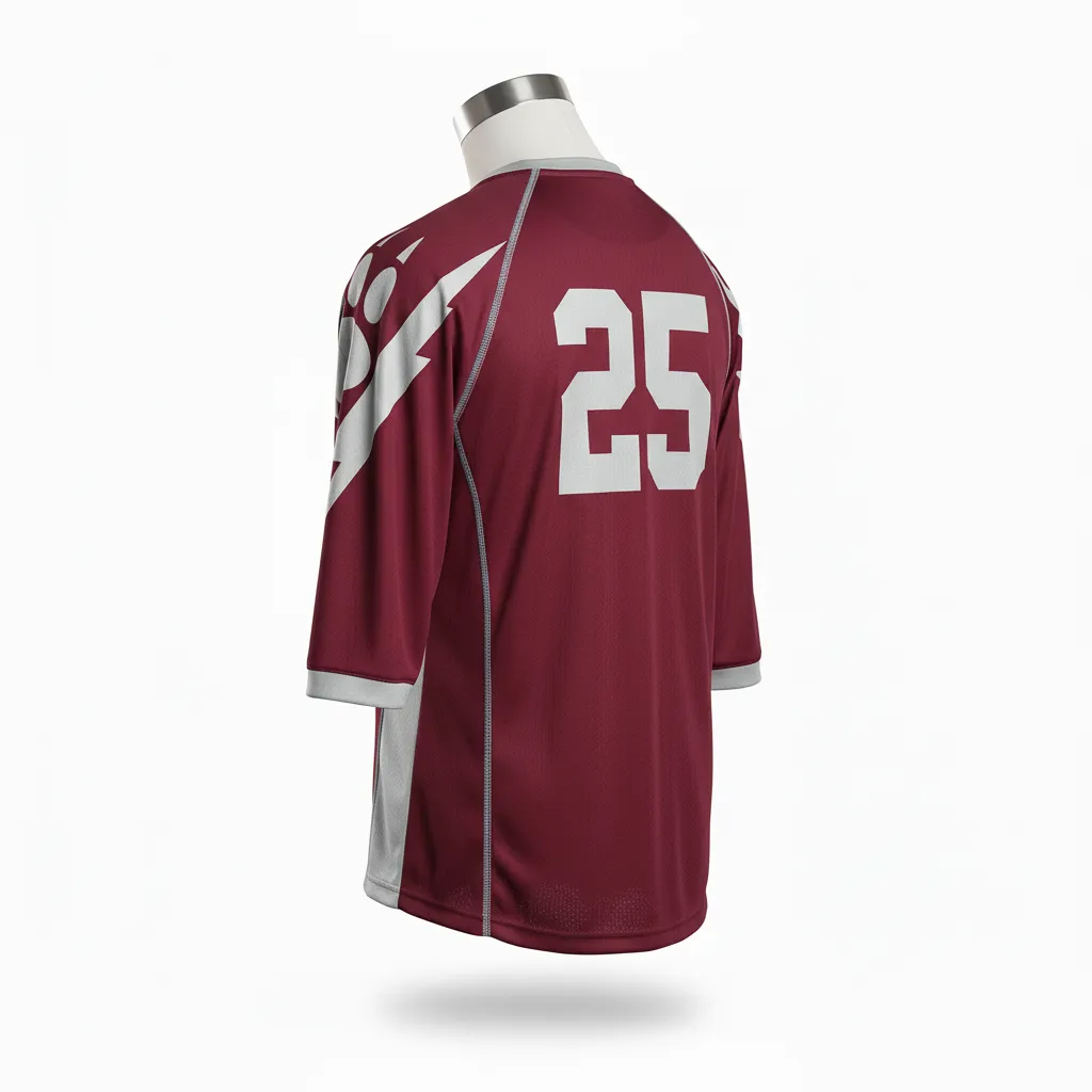 Custom Lacrosse Shooting Shirt - Burgundy, Silver - Bear Clan Strength - Front View - Kinexa Sportswear