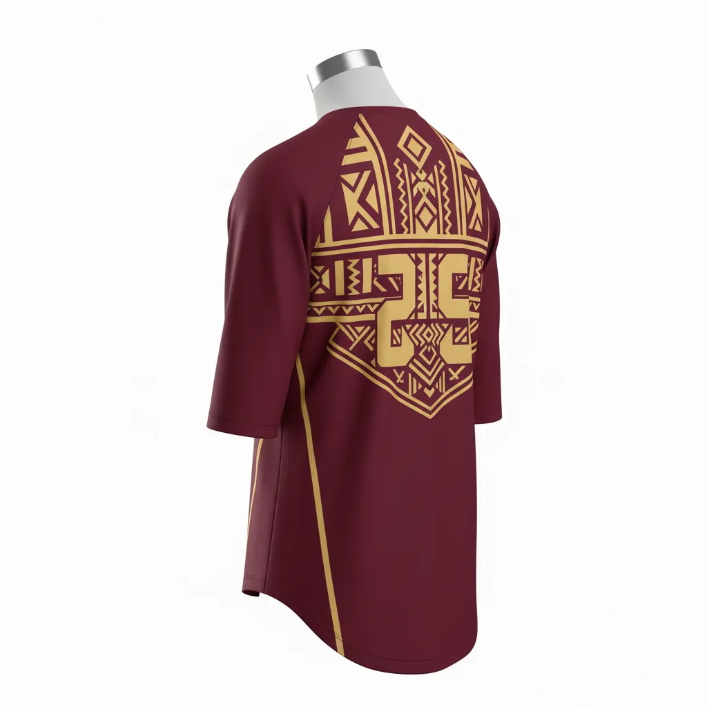 Custom Lacrosse Shooting Shirt - Burgundy, Gold - Vegas Tribal Clash - Back View - Kinexa Sportswear