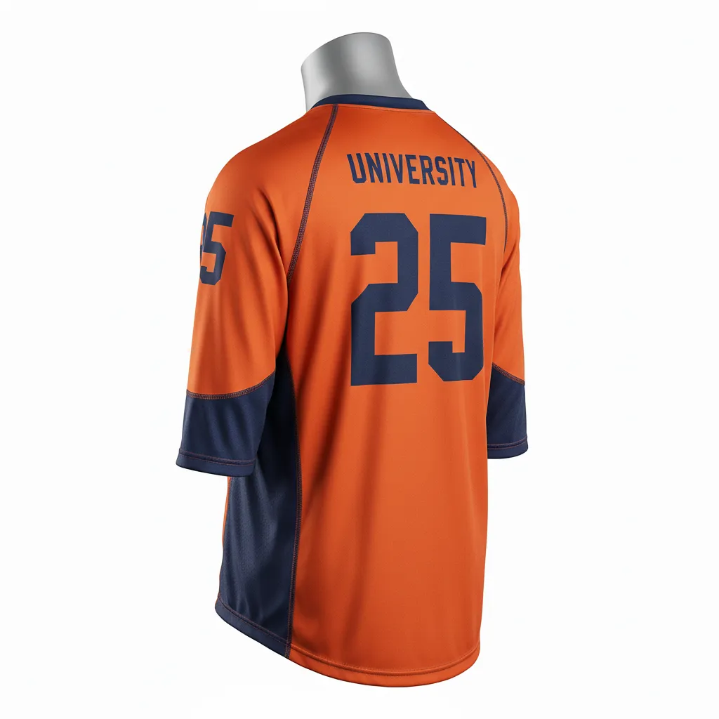 Custom Lacrosse Shooting Shirt - Burnt, Orange, Navy - Upstate Mountain - Back View - Kinexa Sportswear