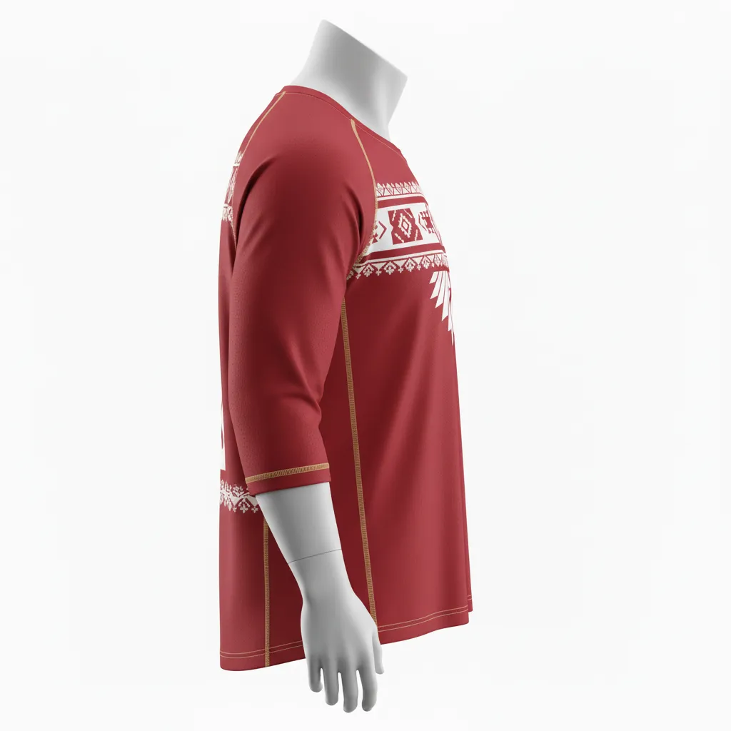 Custom Lacrosse Shooting Shirt - Red, White - Cardinal Thunderbird Spirit - Side View - Kinexa Sportswear