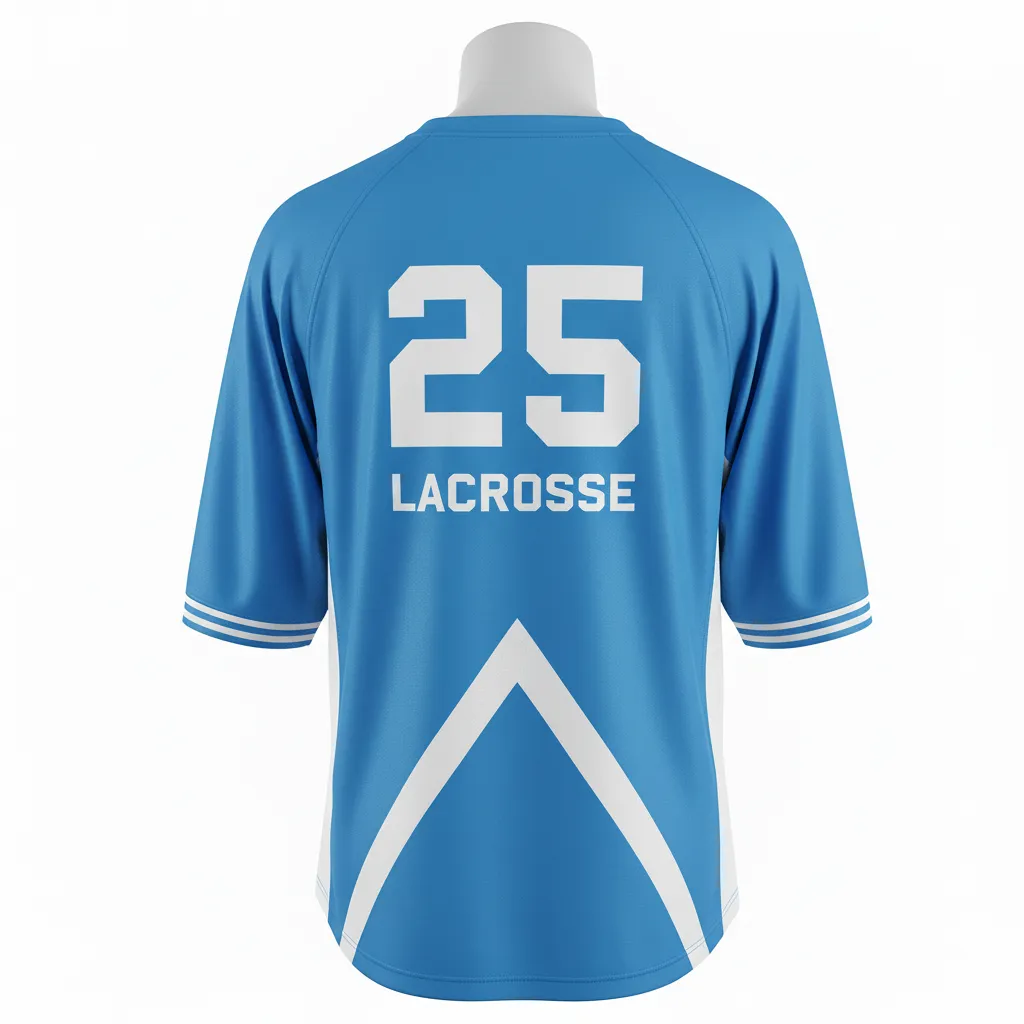 Custom Lacrosse Shooting Shirt - Blue, White, Blue - Carolina Tar Heel - Back View - Kinexa Sportswear