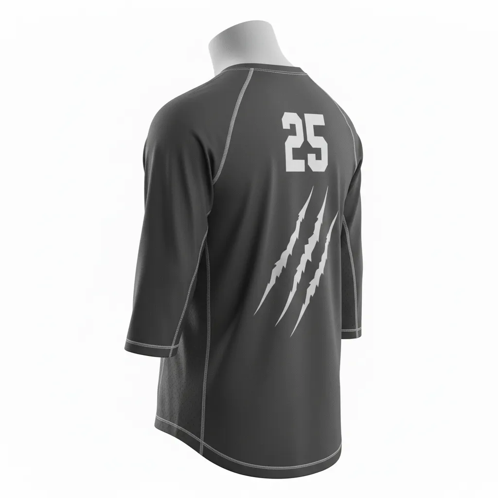 Custom Lacrosse Shooting Shirt - Grey, Silver - Charcoal Wolf Pack Hunt - Back View - Kinexa Sportswear