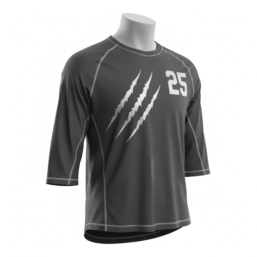 Custom Lacrosse Shooting Shirt - Grey, Silver - Charcoal Wolf Pack Hunt - Front View - Kinexa Sportswear
