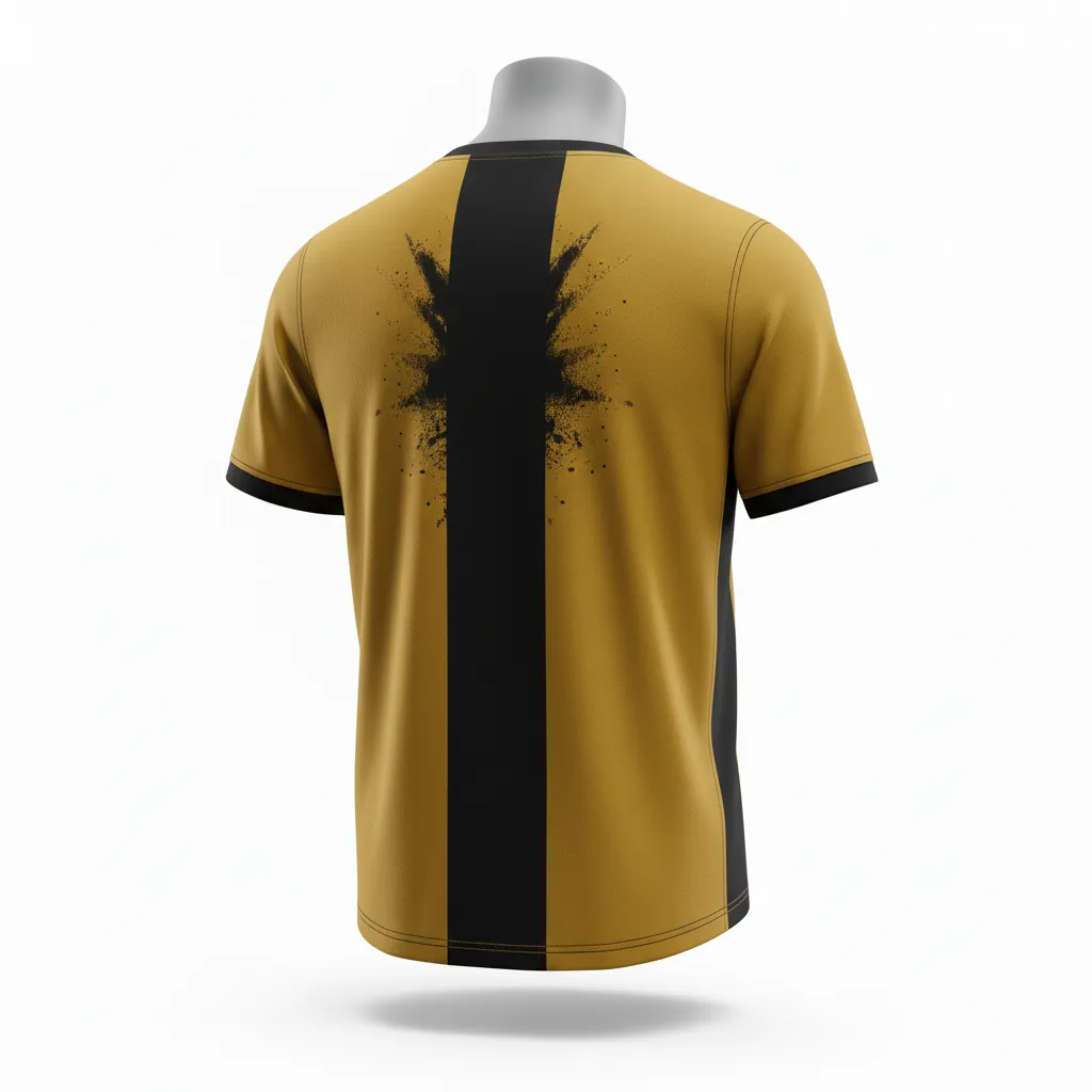 Custom Lacrosse Short Sleeve T Shirt - Gold, Black - Athletic Goal Dust Explosion - Back View - Kinexa Sportswear