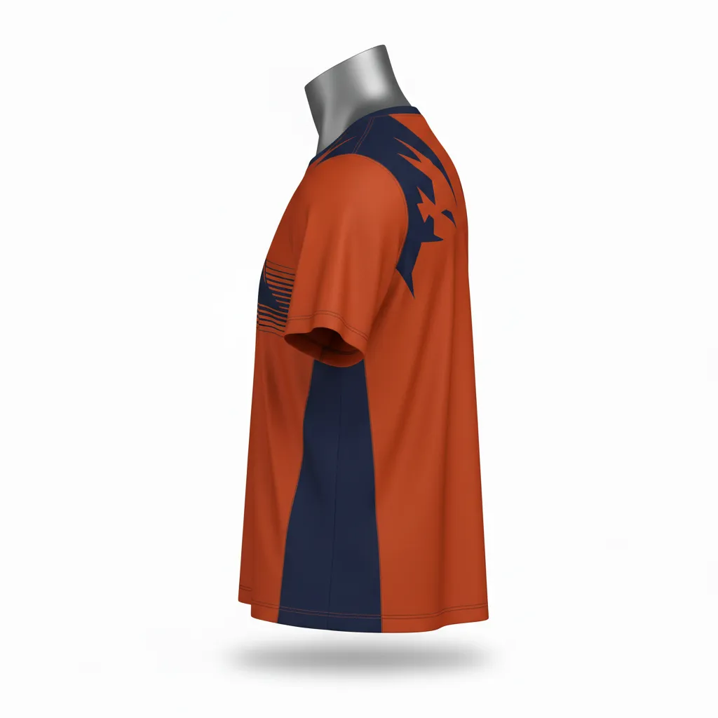 Custom Lacrosse Short Sleeve T Shirt - Burnt, Orange, Navy - Upstate Mountain - Back View - Kinexa Sportswear