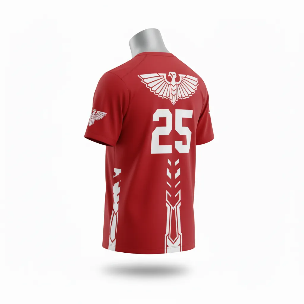 Custom Lacrosse Short Sleeve T Shirt - Red, White - Cardinal Thunderbird Spirit - Back View - Kinexa Sportswear