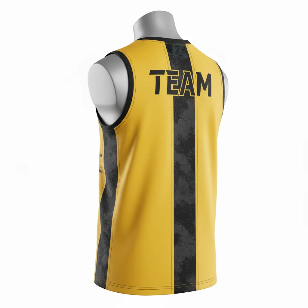 Custom Lacrosse Sleeveless Lacrosse Jersey - Gold, Black - Athletic Goal Dust Explosion - Back View - Kinexa Sportswear