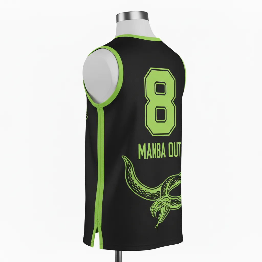Custom Lacrosse Sleeveless Lacrosse Jersey - Black, Green - Neon Serpent Strike - Back View - Kinexa Sportswear