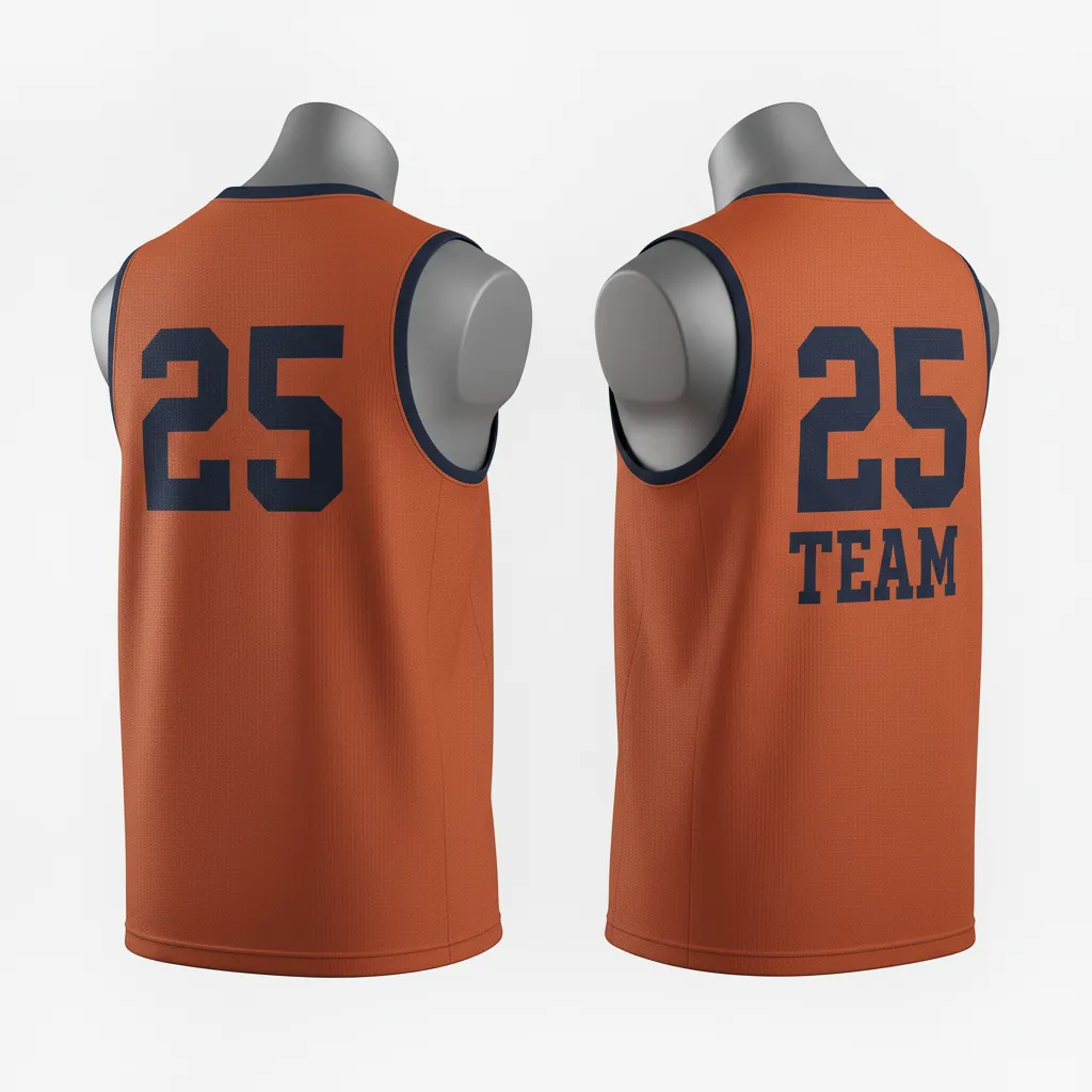 Custom Lacrosse Sleeveless Lacrosse Jersey - Burnt, Orange, Navy - Upstate Mountain - Back View - Kinexa Sportswear