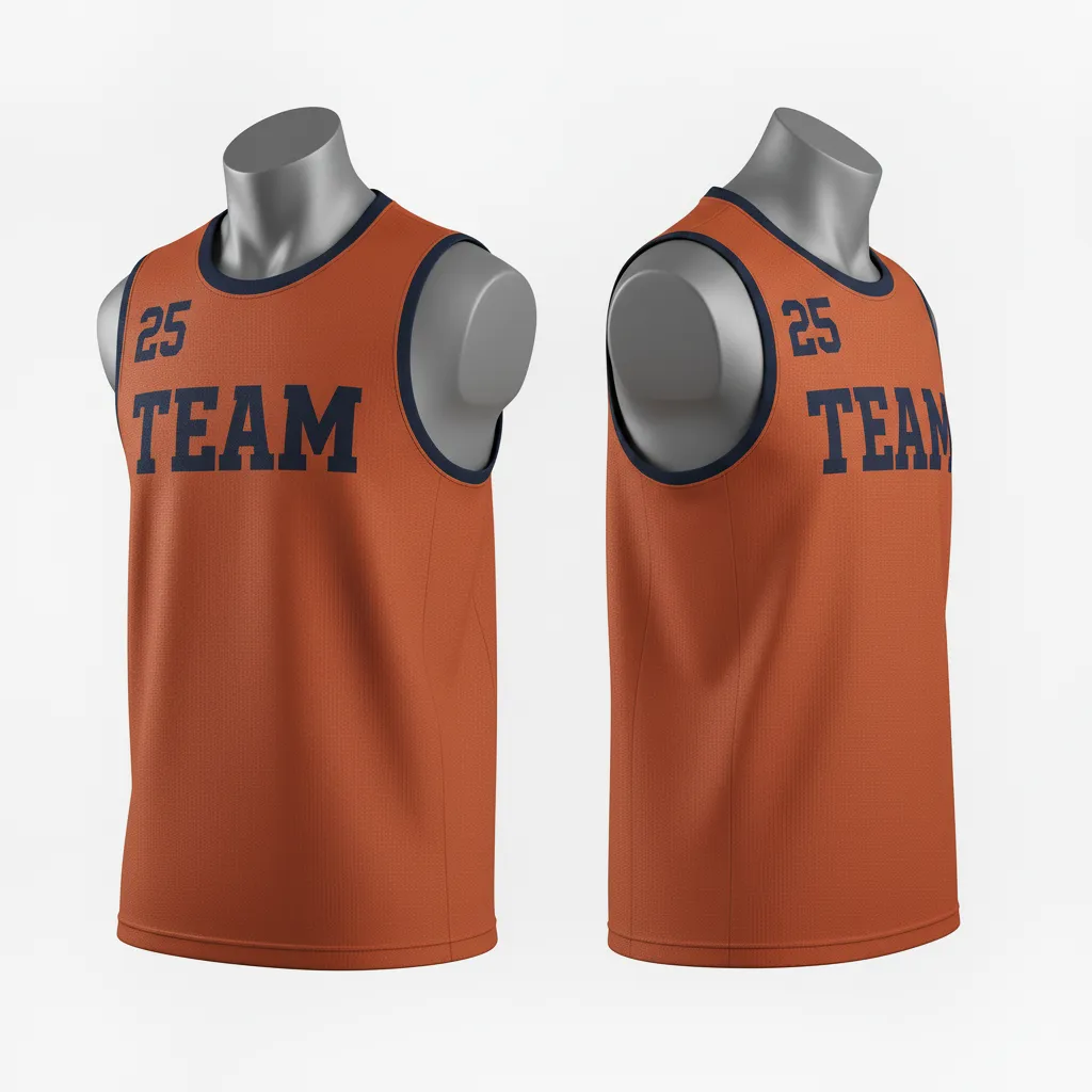 Custom Lacrosse Sleeveless Lacrosse Jersey - Burnt, Orange, Navy - Upstate Mountain - Side View - Kinexa Sportswear