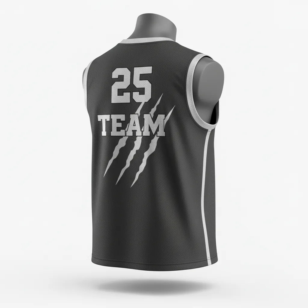 Custom Lacrosse Sleeveless Lacrosse Jersey - Grey, Silver - Charcoal Wolf Pack Hunt - Back View - Kinexa Sportswear