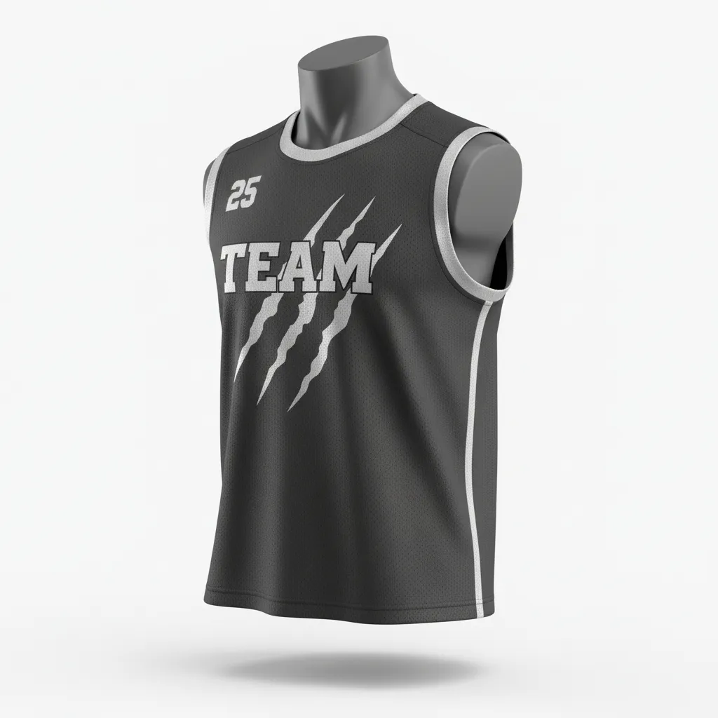 Custom Lacrosse Sleeveless Lacrosse Jersey - Grey, Silver - Charcoal Wolf Pack Hunt - Side View - Kinexa Sportswear