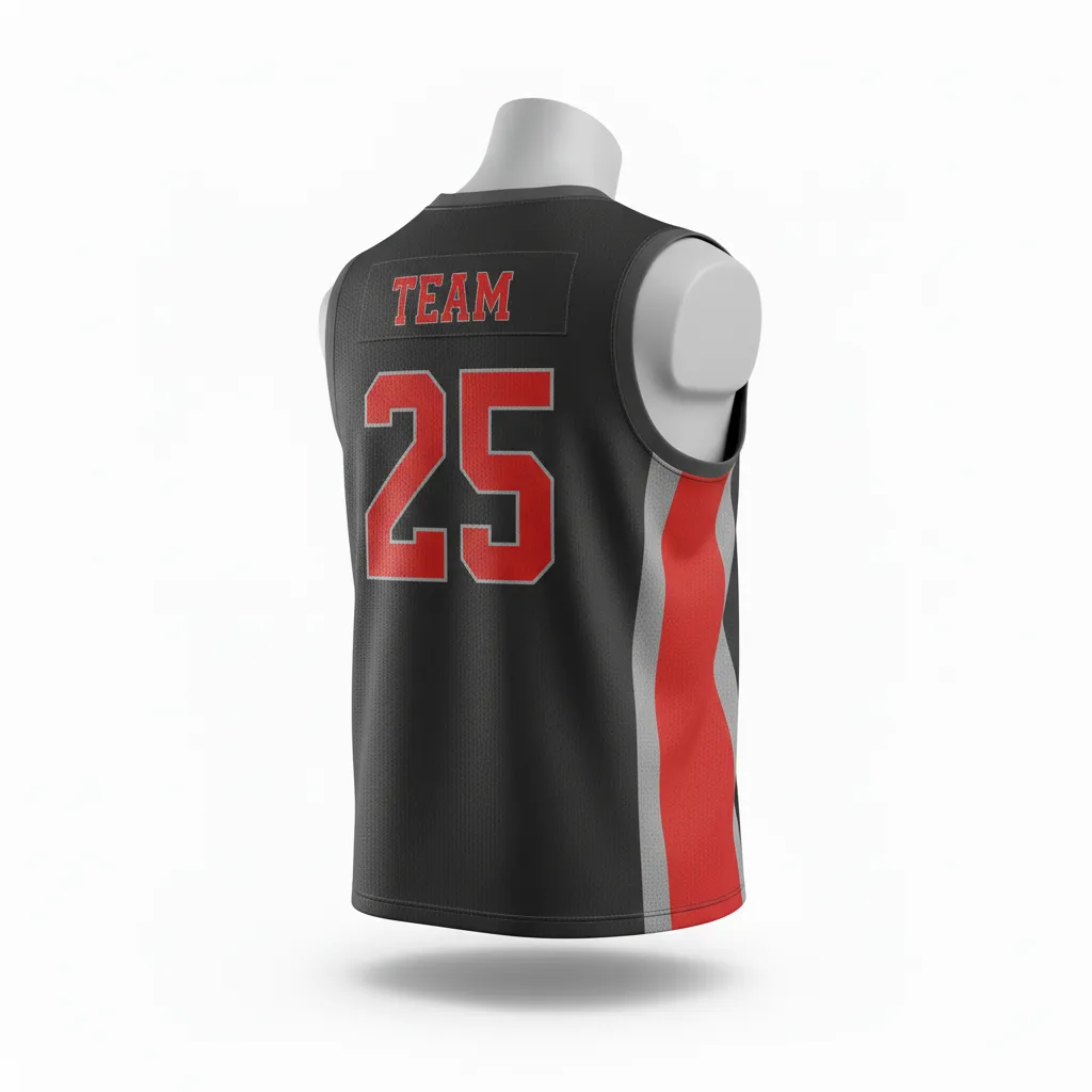 Custom Lacrosse Sleeveless Lacrosse Jersey - Red - Charcoal Warrior Spirit - Back View - Kinexa Sportswear