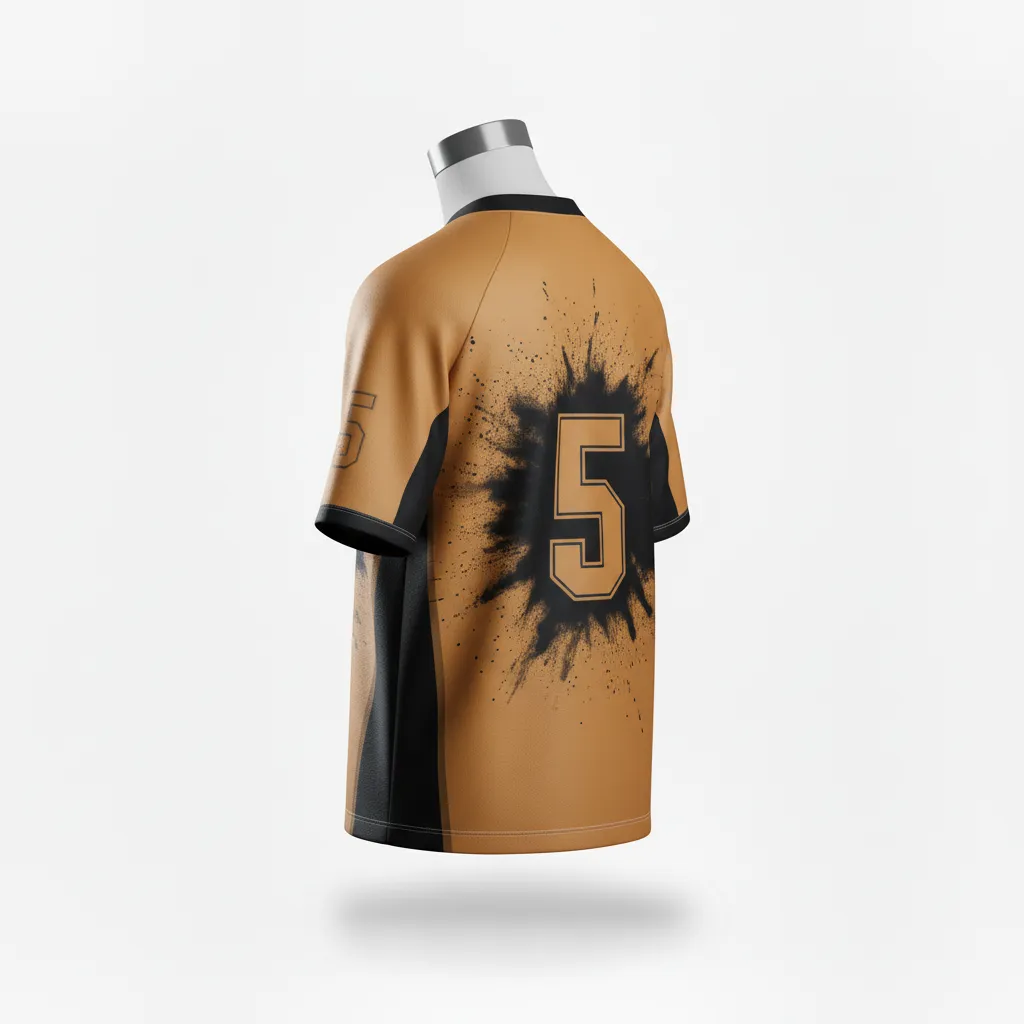 Custom Lacrosse Standard Lacrosse Jersey - Gold, Black - V Neck Athletic Goal Dust Explosion - Back View - Kinexa Sportswear