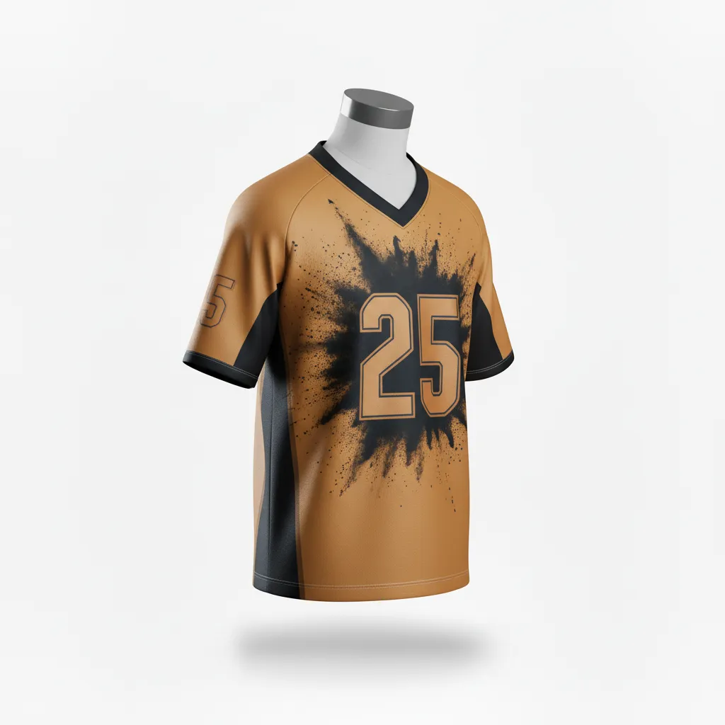Custom Lacrosse Standard Lacrosse Jersey - Gold, Black - V Neck Athletic Goal Dust Explosion - Front View - Kinexa Sportswear
