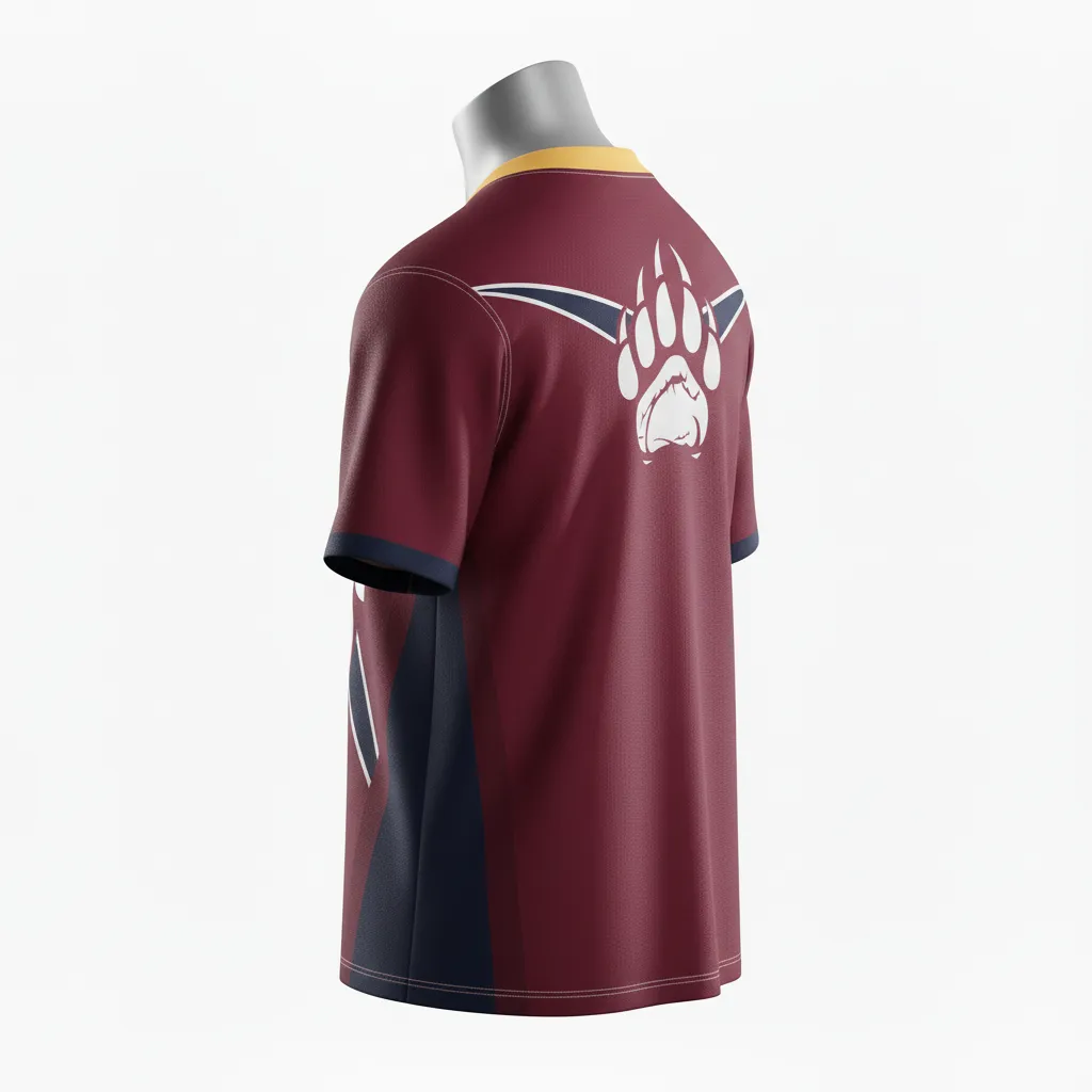 Custom Lacrosse Standard Lacrosse Jersey - Burgundy, Silver - V Neck Bear Clan Strength - Back View - Kinexa Sportswear