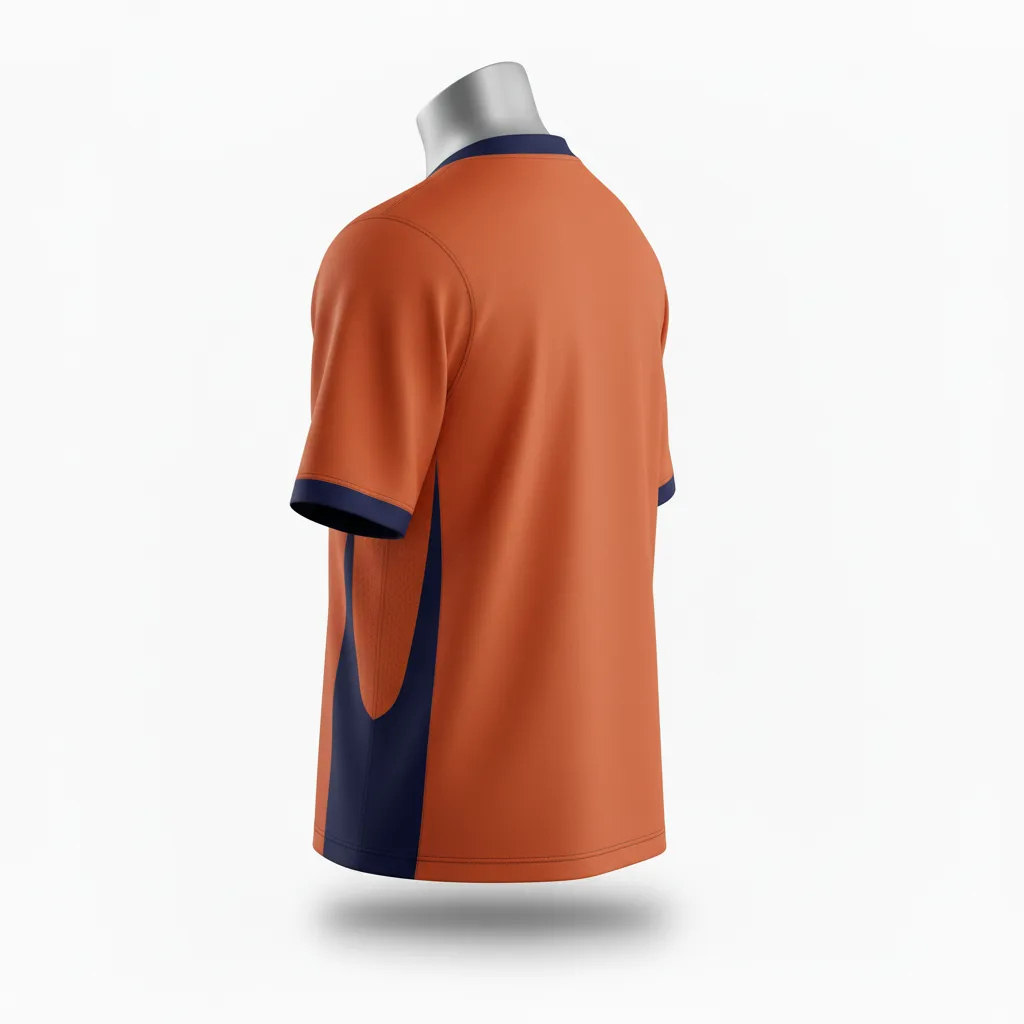 Custom Lacrosse Standard Lacrosse Jersey - Burnt, Orange, Navy - V Neck Upstate Mountain - Back View - Kinexa Sportswear