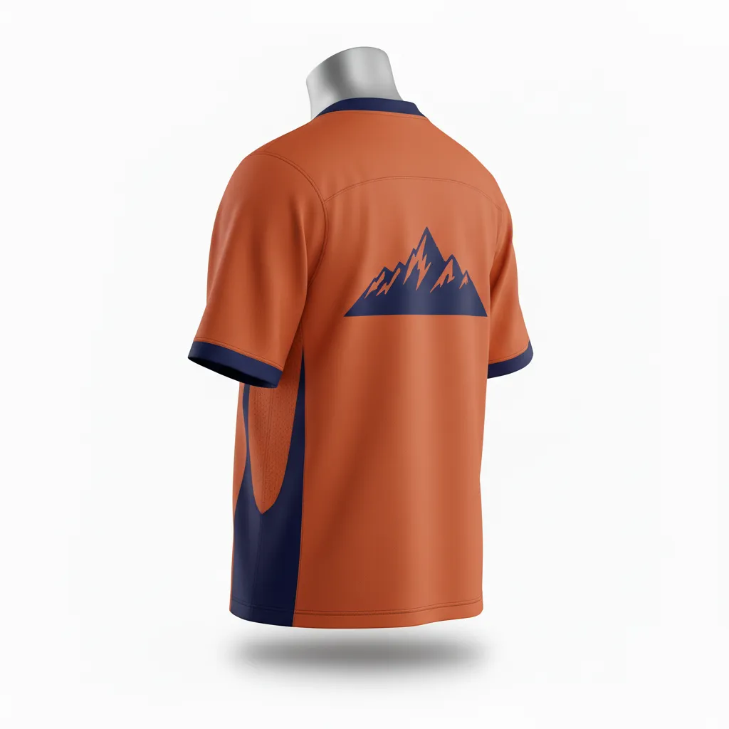 Custom Lacrosse Standard Lacrosse Jersey - Burnt, Orange, Navy - V Neck Upstate Mountain - Front View - Kinexa Sportswear