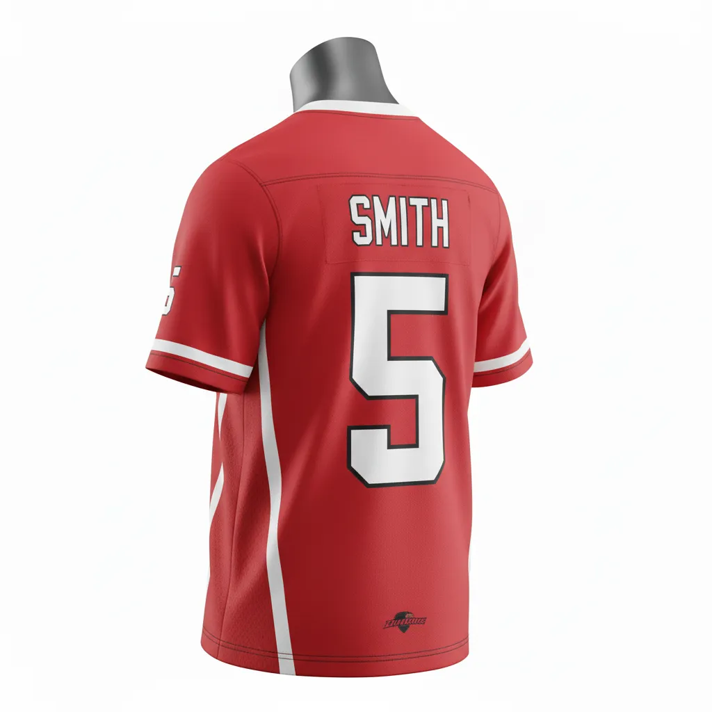 Custom Lacrosse Standard Lacrosse Jersey - Red, White - V Neck Cardinal Thunderbird Spirit - Back View - Kinexa Sportswear