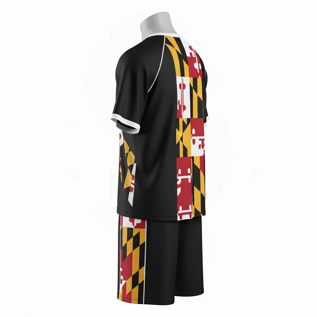 Custom Lacrosse Standard Lacrosse Uniform - Black, Red, Gold - Maryland Pride - Back View - Kinexa Sportswear