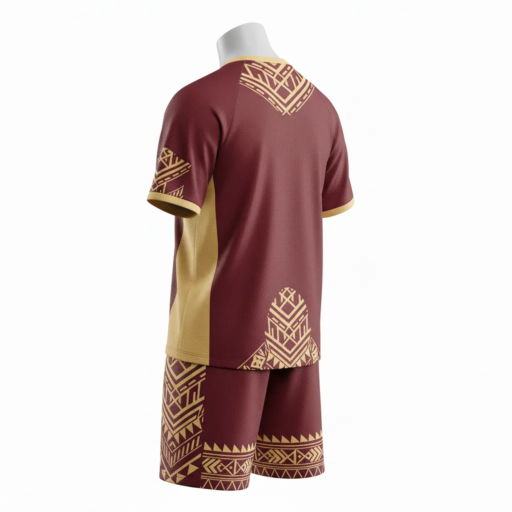 Custom Lacrosse Standard Lacrosse Uniform - Burgundy, Gold - Vegas Tribal Clash - Back View - Kinexa Sportswear