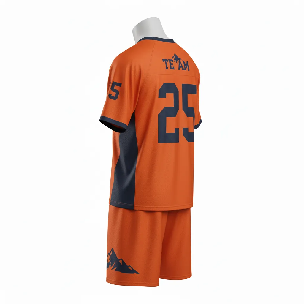 Custom Lacrosse Standard Lacrosse Uniform - Burnt, Orange, Navy - Upstate Mountain - Back View - Kinexa Sportswear