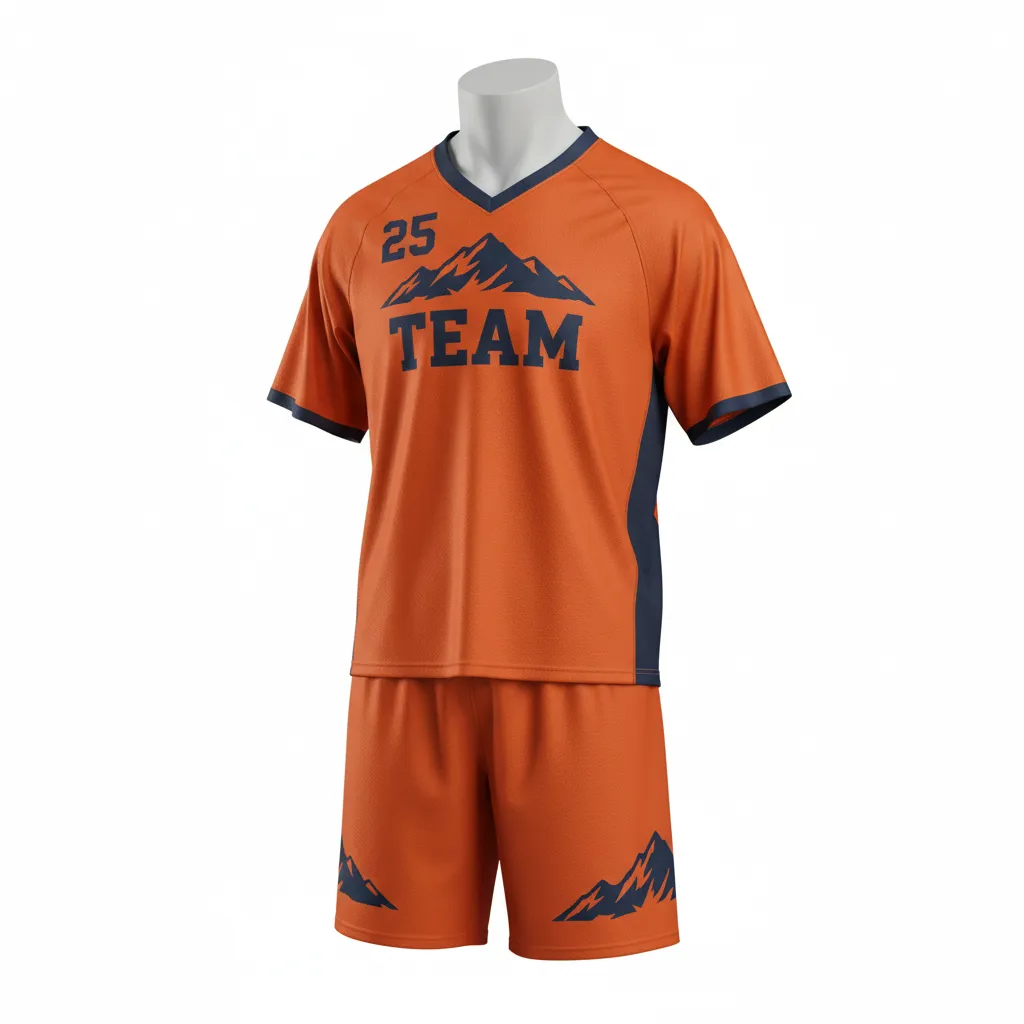 Custom Lacrosse Standard Lacrosse Uniform - Burnt, Orange, Navy - Upstate Mountain - Front View - Kinexa Sportswear
