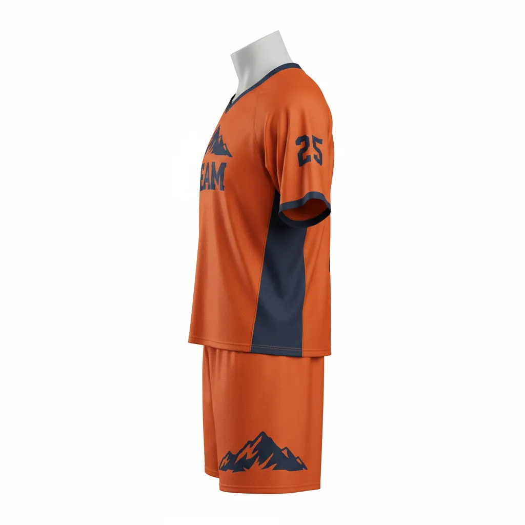 Custom Lacrosse Standard Lacrosse Uniform - Burnt, Orange, Navy - Upstate Mountain - Side View - Kinexa Sportswear