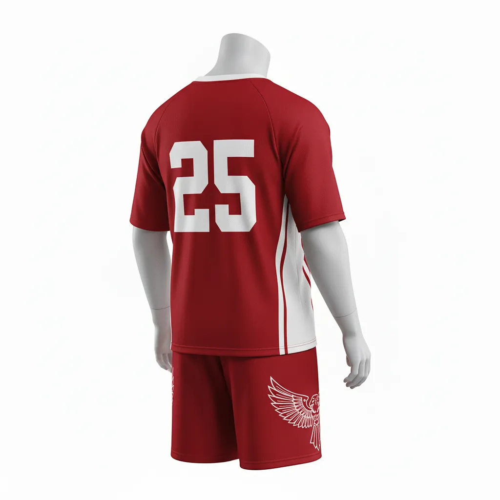 Custom Lacrosse Standard Lacrosse Uniform - Red, White - Cardinal Thunderbird Spirit - Back View - Kinexa Sportswear