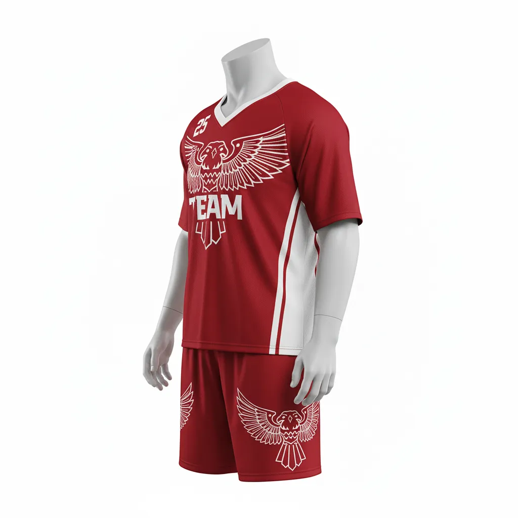 Custom Lacrosse Standard Lacrosse Uniform - Red, White - Cardinal Thunderbird Spirit - Side View - Kinexa Sportswear