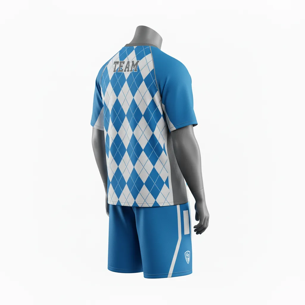 Custom Lacrosse Standard Lacrosse Uniform - Blue, White, Blue - Carolina Tar Heel - Back View - Kinexa Sportswear