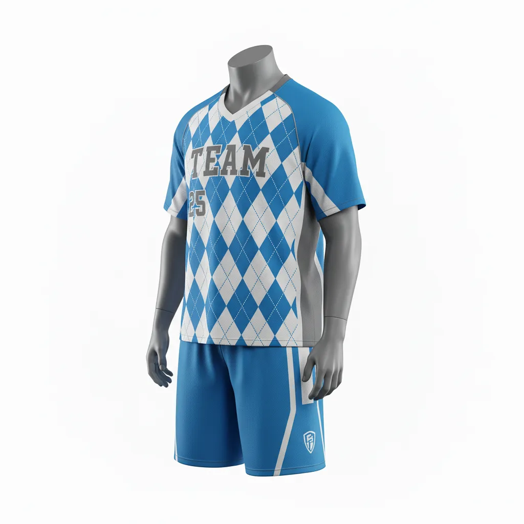 Custom Lacrosse Standard Lacrosse Uniform - Blue, White, Blue - Carolina Tar Heel - Front View - Kinexa Sportswear