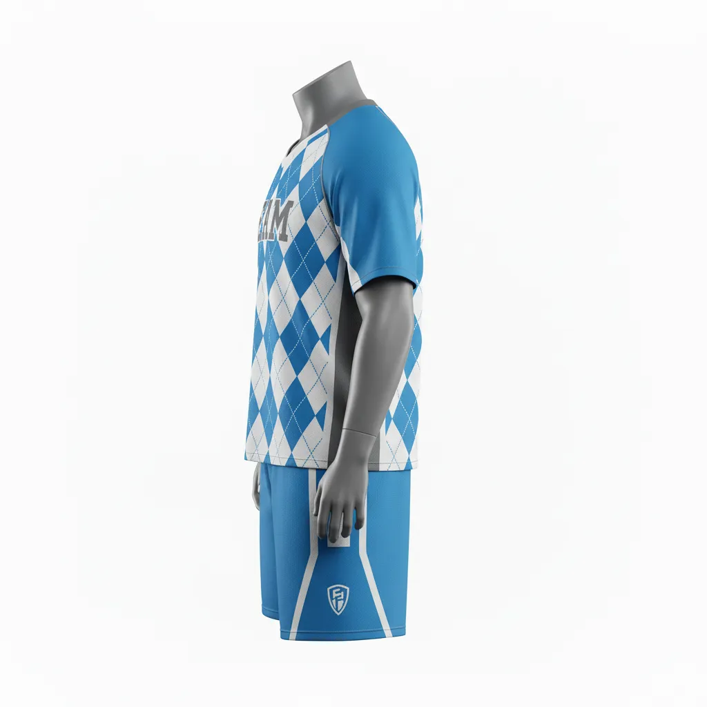 Custom Lacrosse Standard Lacrosse Uniform - Blue, White, Blue - Carolina Tar Heel - Side View - Kinexa Sportswear