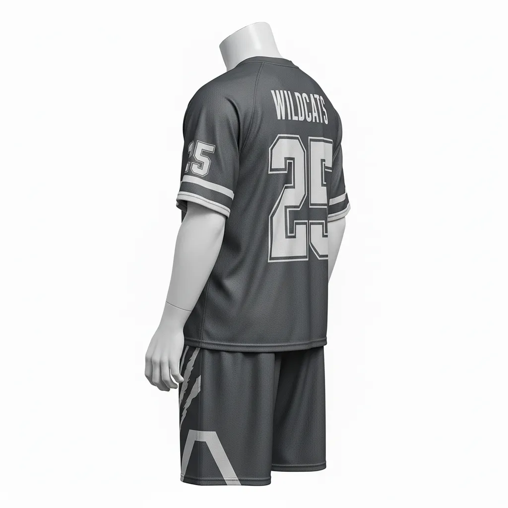 Custom Lacrosse Standard Lacrosse Uniform - Grey, Silver - Charcoal Wolf Pack Hunt - Back View - Kinexa Sportswear