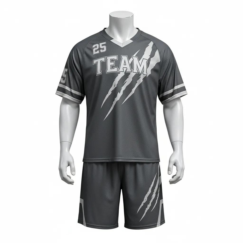 Custom Lacrosse Standard Lacrosse Uniform - Grey, Silver - Charcoal Wolf Pack Hunt - Front View - Kinexa Sportswear