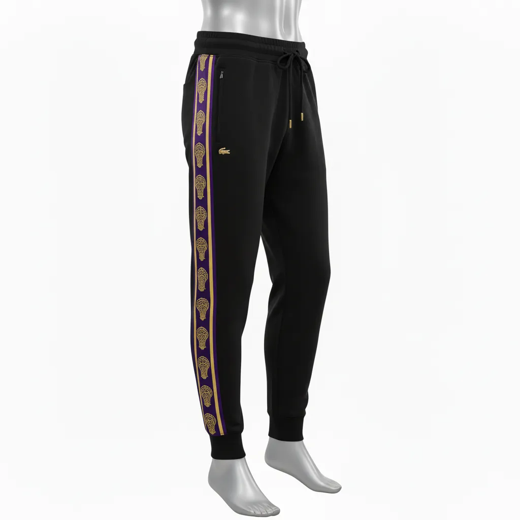 Custom Lacrosse Sweatpant - Black, Gold, Purple - Creator S Game Celestial - Side View - Kinexa Sportswear