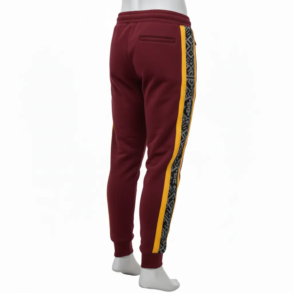 Custom Lacrosse Sweatpant - Burgundy, Gold - Vegas Tribal Clash - Back View - Kinexa Sportswear