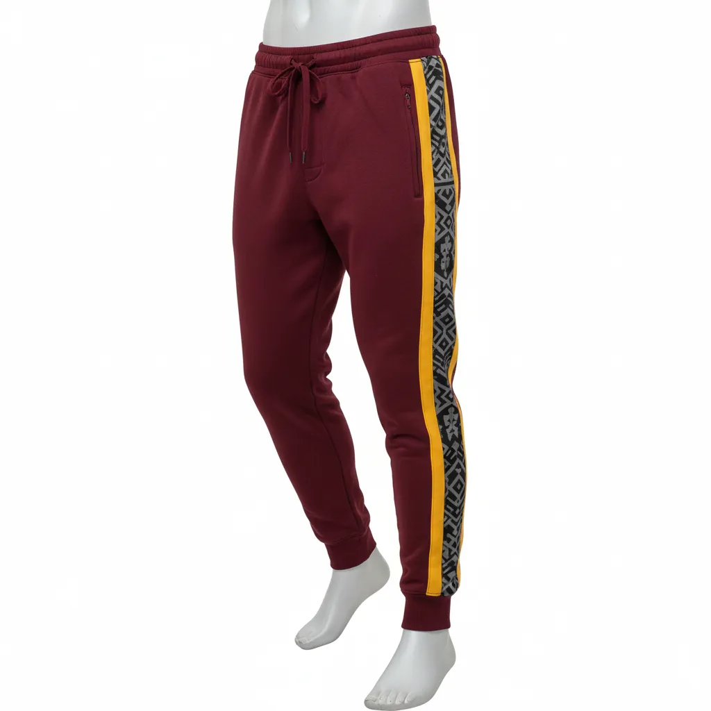 Custom Lacrosse Sweatpant - Burgundy, Gold - Vegas Tribal Clash - Front View - Kinexa Sportswear