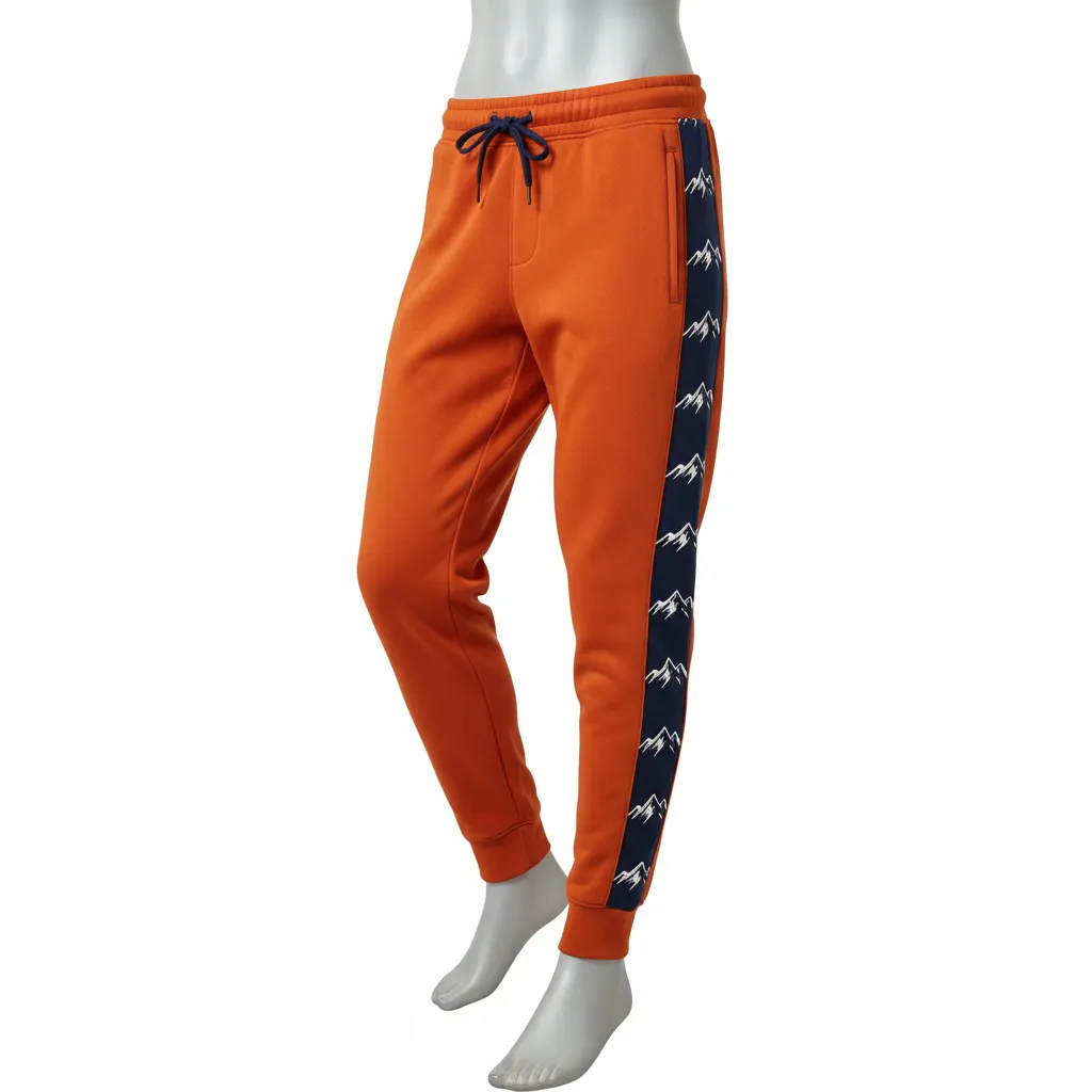 Custom Lacrosse Sweatpant - Burnt, Orange, Navy - Upstate Mountain - Front View - Kinexa Sportswear