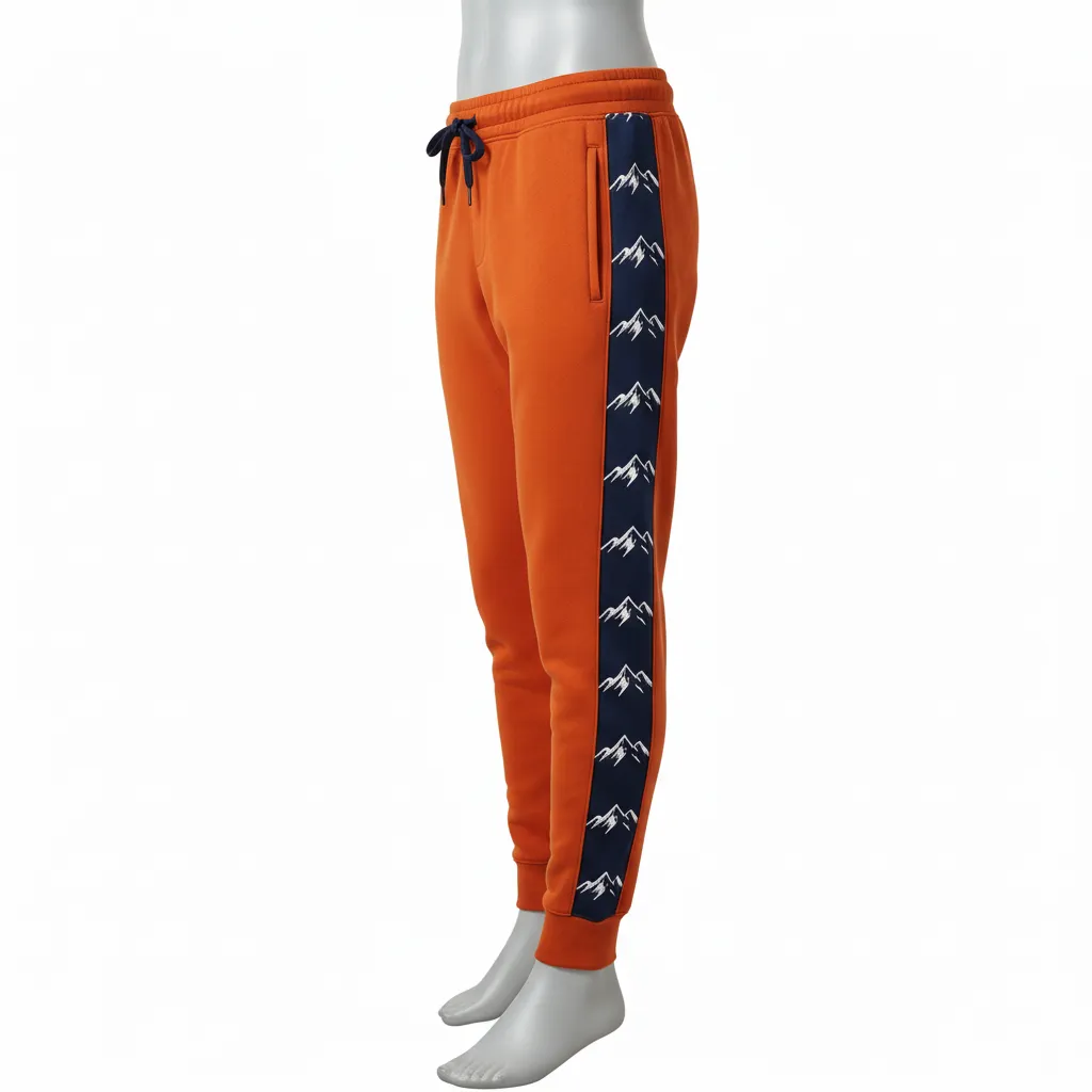 Custom Lacrosse Sweatpant - Burnt, Orange, Navy - Upstate Mountain - Side View - Kinexa Sportswear