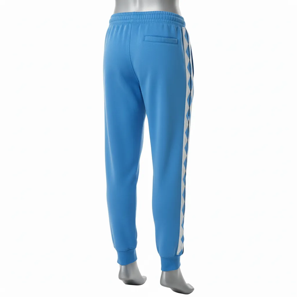 Custom Lacrosse Sweatpant - Blue, White, Blue - Carolina Tar Heel - Back View - Kinexa Sportswear