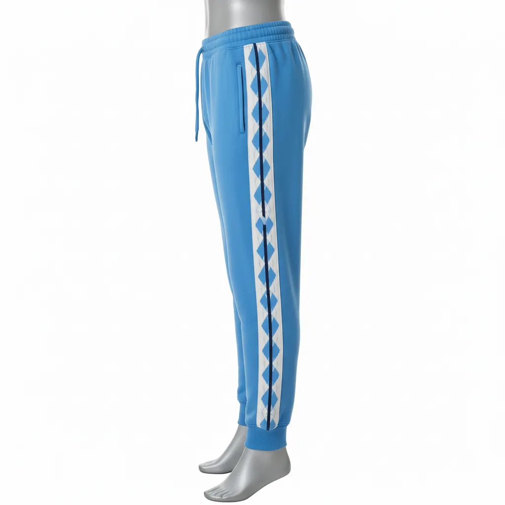 Custom Lacrosse Sweatpant - Blue, White, Blue - Carolina Tar Heel - Side View - Kinexa Sportswear