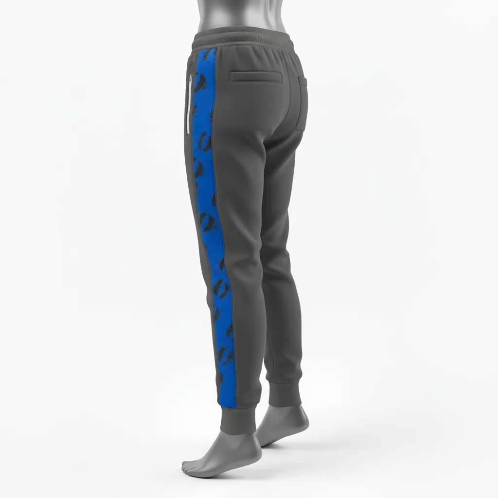 Custom Lacrosse Sweatpant - Blue - Charcoal Electric Cleat Marks Trail - Front View - Kinexa Sportswear